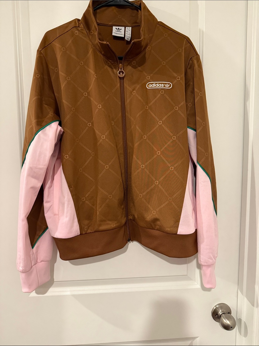 adidas Brown & Pink Retro Track Jacket with Green Trim